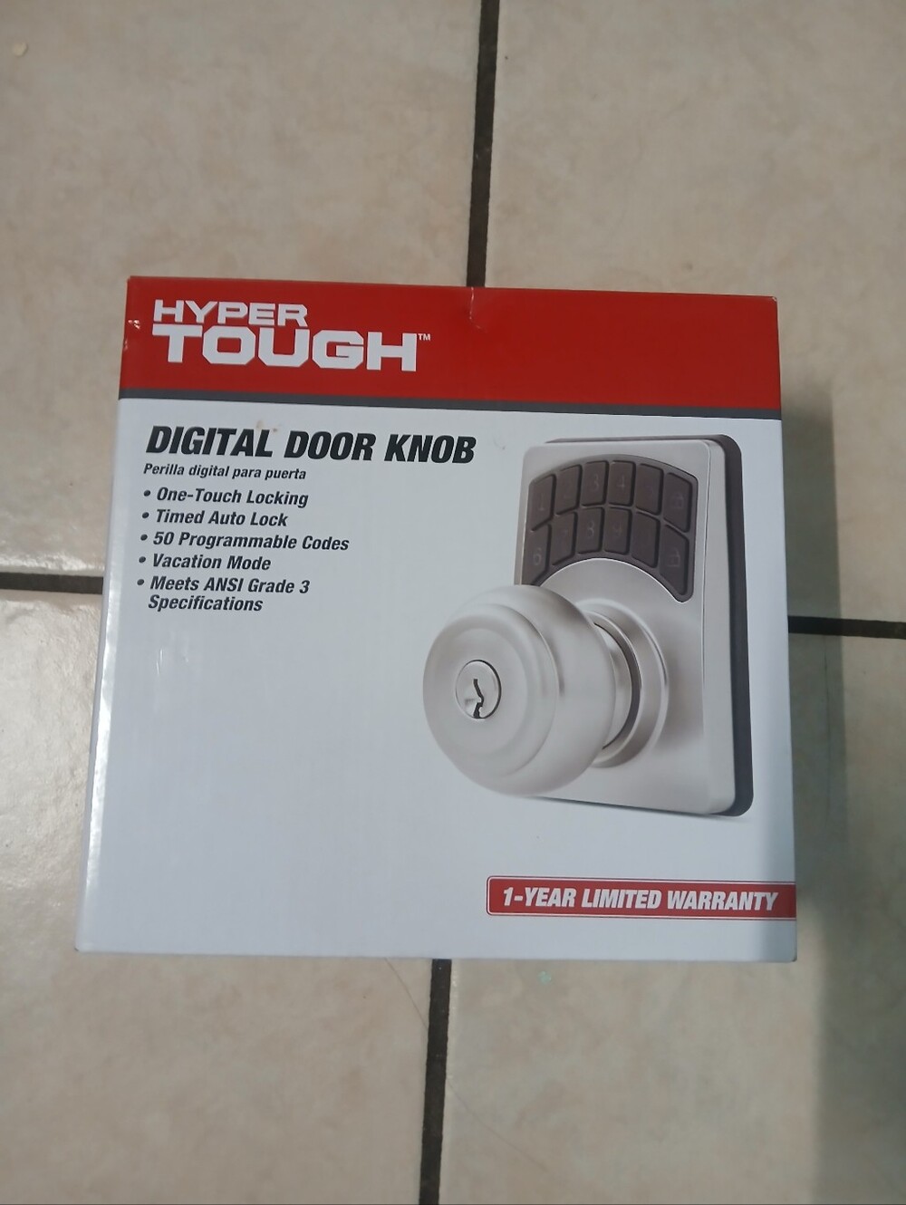 New In Box Hyper Tough Digital Door Knob - Satin Nickel